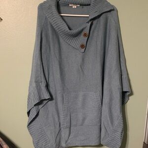 Simply Noelle Blue Buttoned Poncho